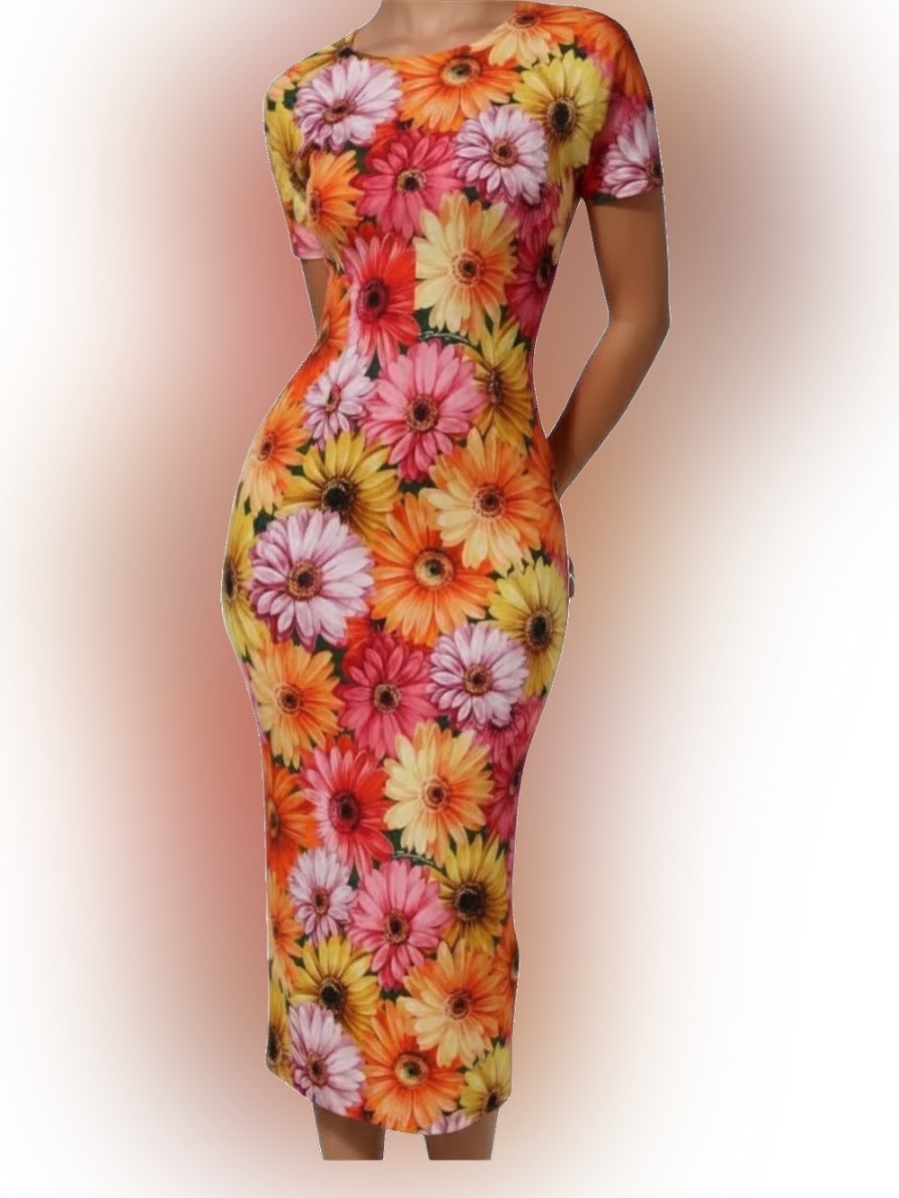 Dolce & Gabbana Gerbera Daisy Silk Print Dress IT 40 US 4/6 Made in Italy
